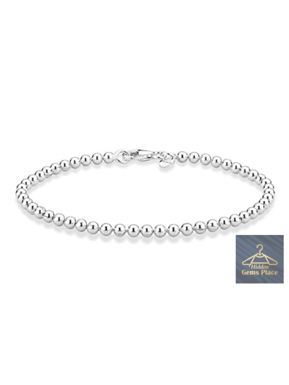 Italian Handmade 3mm Bead Ball Strand Chain Bracelet in 925 Sterling Silver